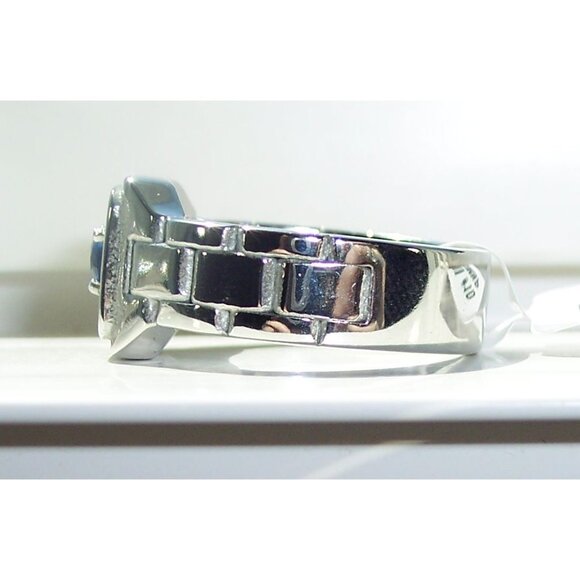 STAINLESS STEEL Synthetic Montana CZ Watch Band Style Band Men's Ring - Picture 8 of 15